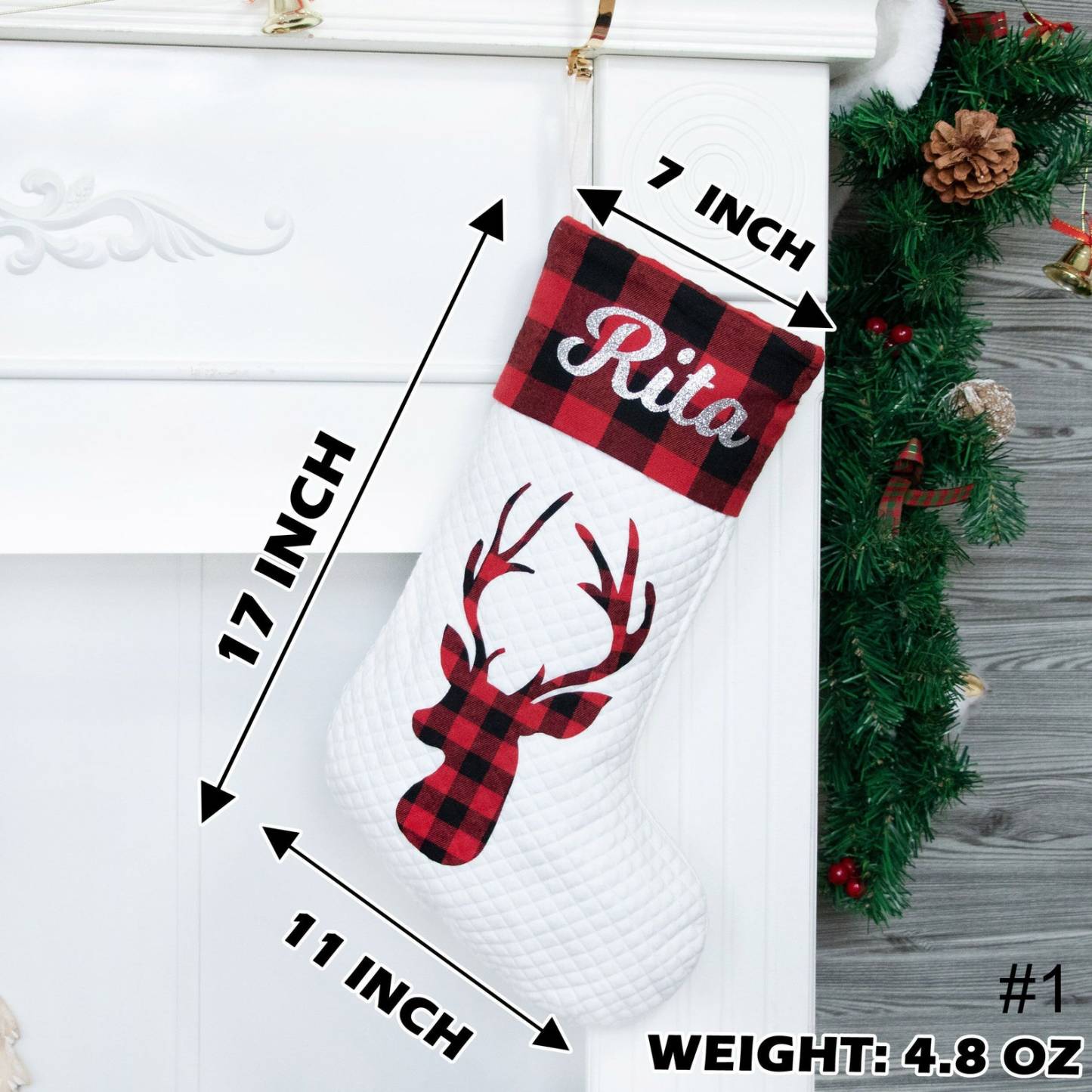 Personalized Buffalo Plaid Christmas Stocking | MCGift58