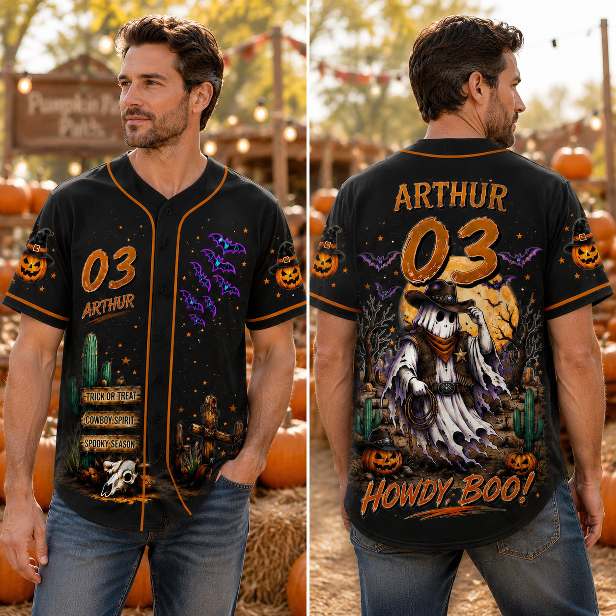 Personalized Halloween Button Up Baseball Jersey For Kid & Adult | CWHalloween100