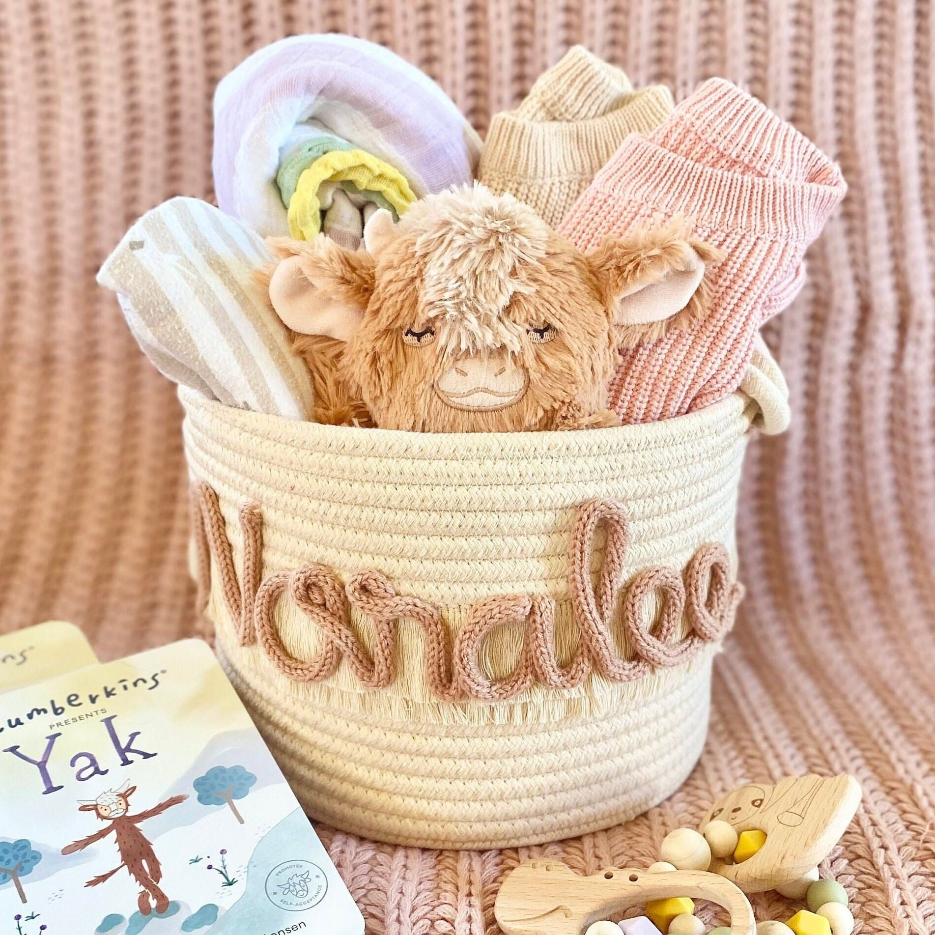 Personalized Knitted Wire Name Cotton Rope Basket | CWBaby91