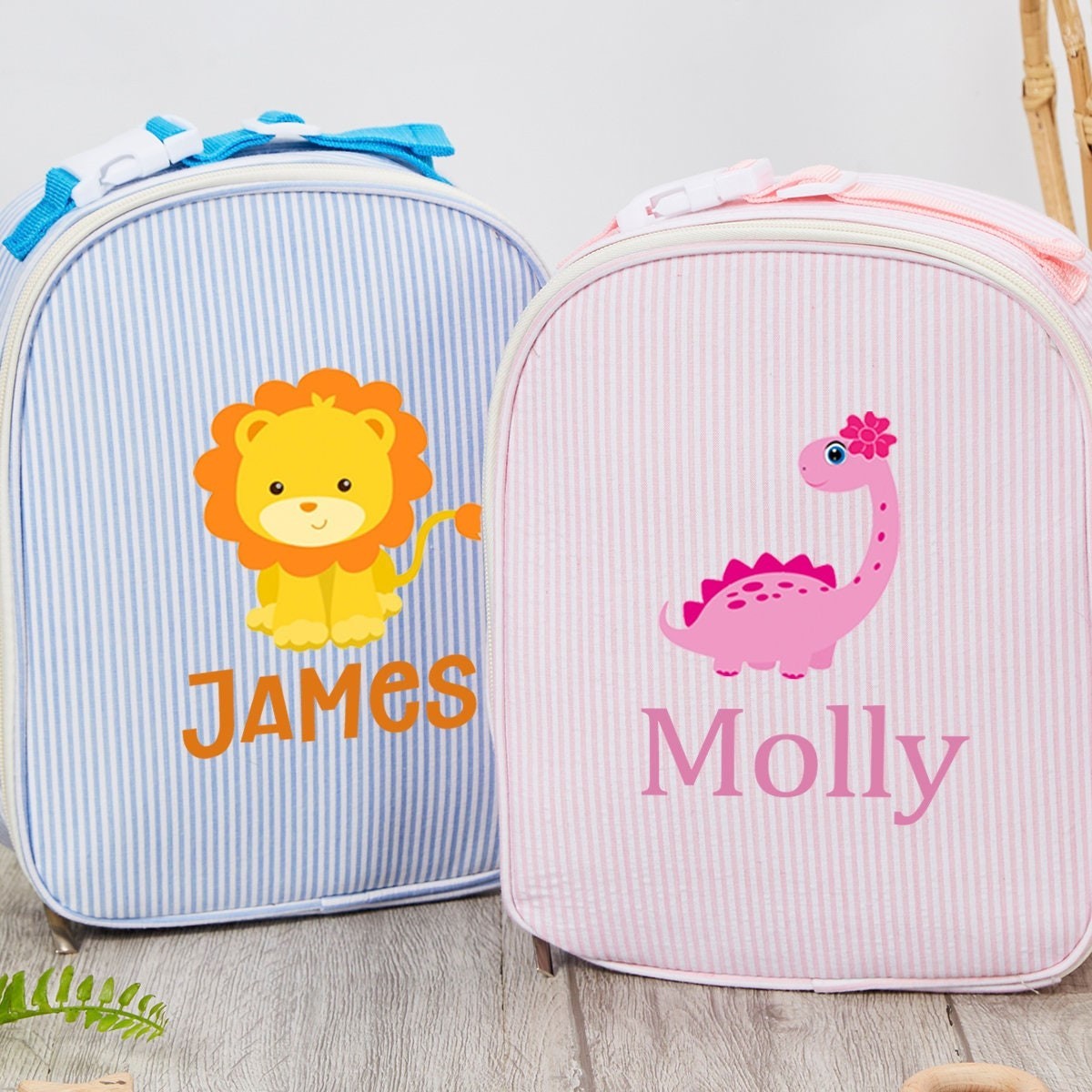 Personalized Cute Pattern Kids Seersucker Lunch Bag
