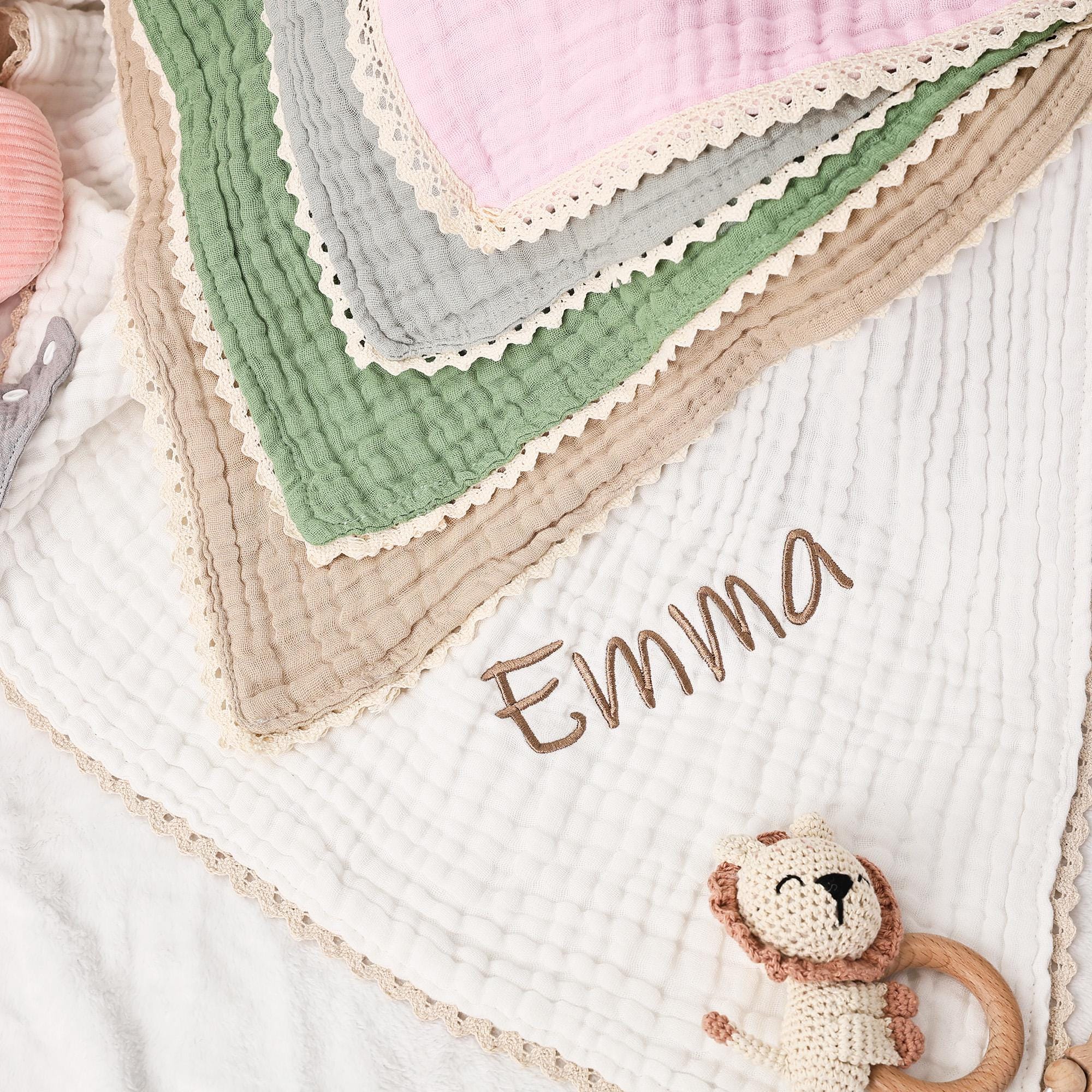 Personalized Embroidered Name Baby Swaddle Blanket for Unique Gift | CWBaby78