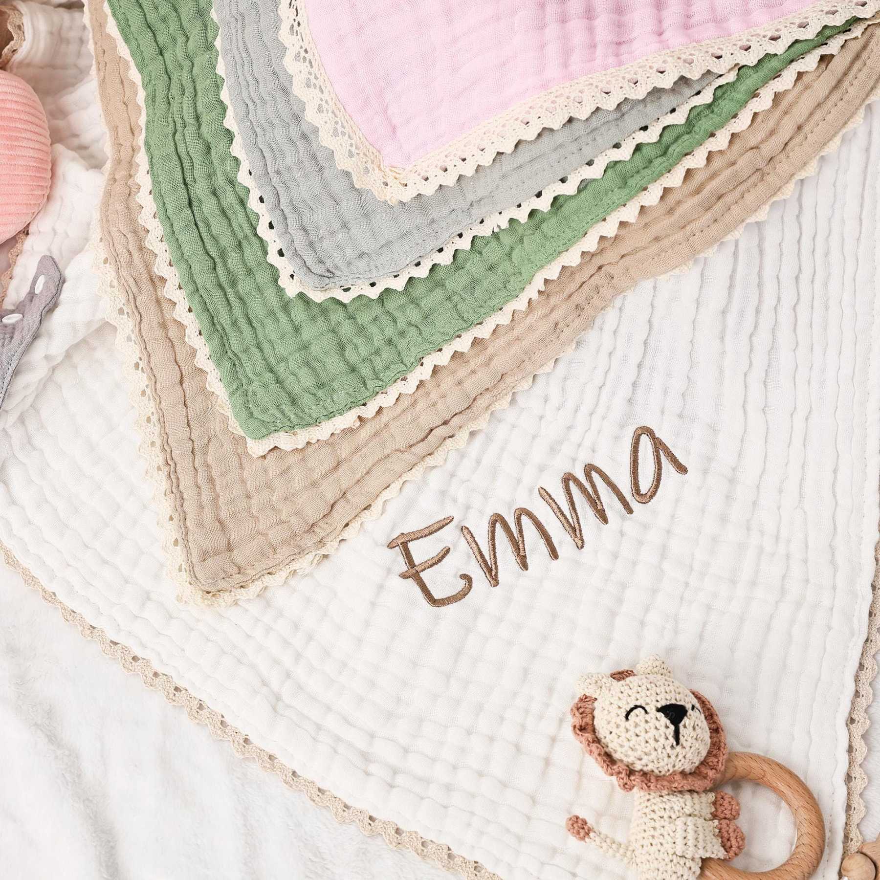 Personalized Embroidered Name Baby Swaddle Blanket for Unique Gift | CWBaby78