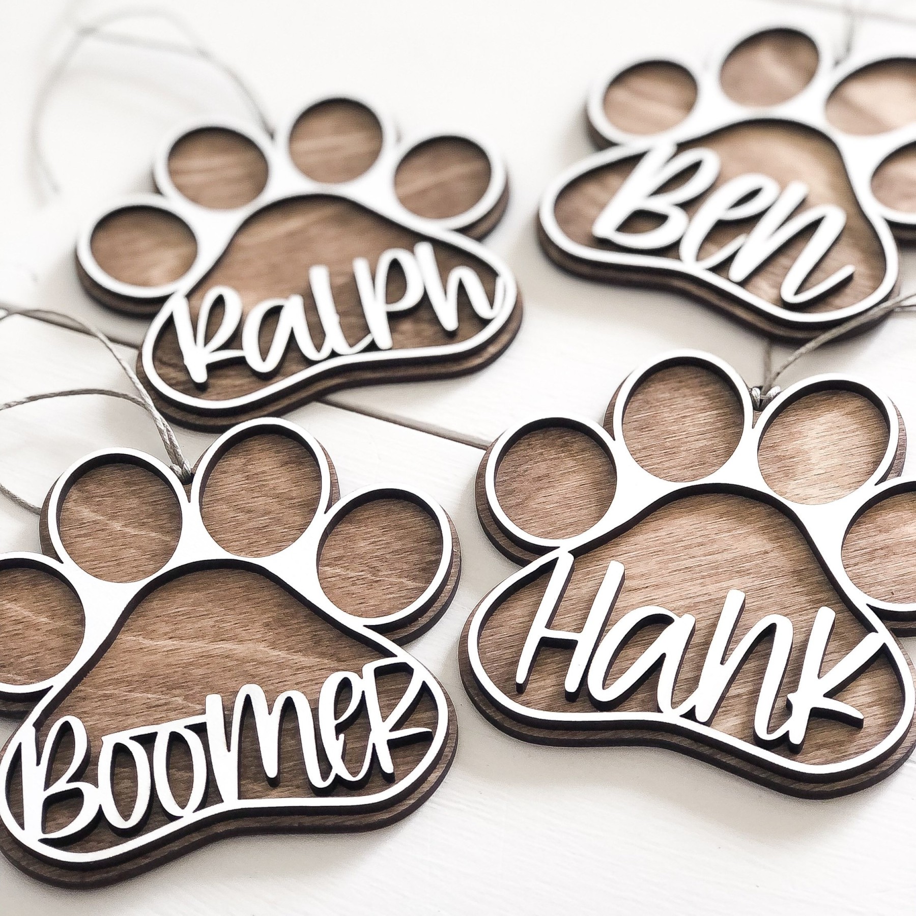 Personalized Wooden Christmas Paw Stocking Tags | MCGift55