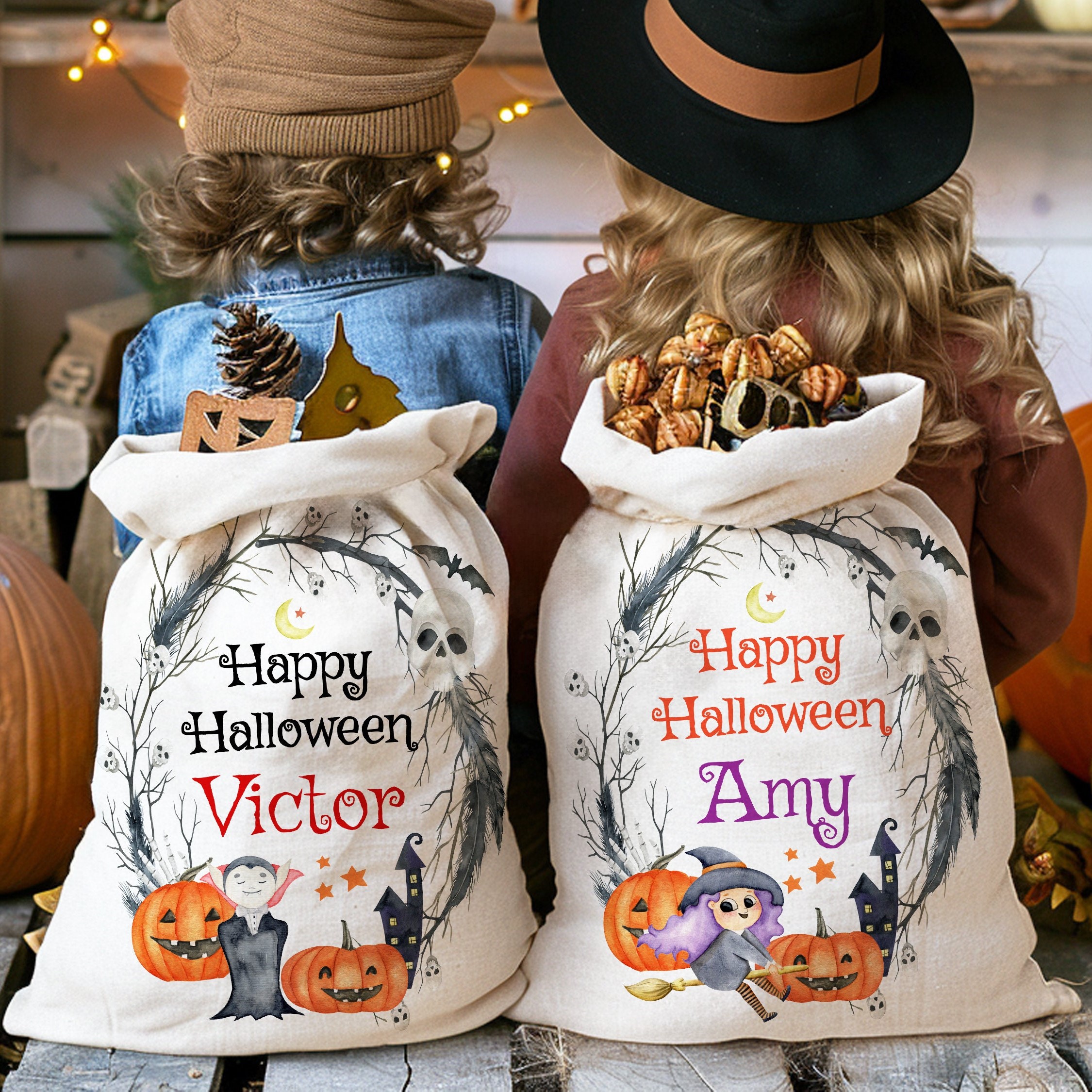 Personalized Name Pumpkin Treat Bag | CWHalloween12