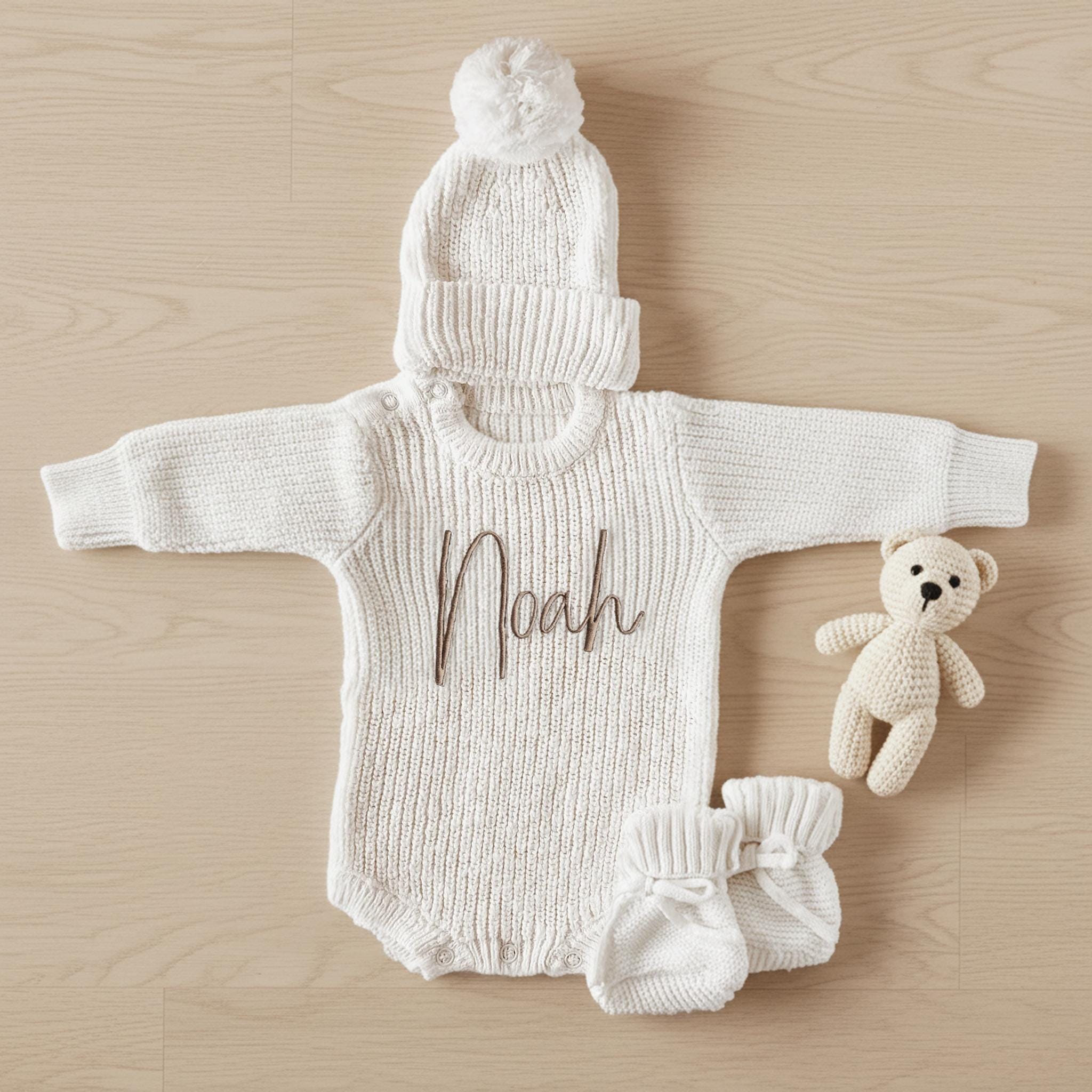 Personalized Embroidered Baby Sweater Outfit Set | CWBaby335