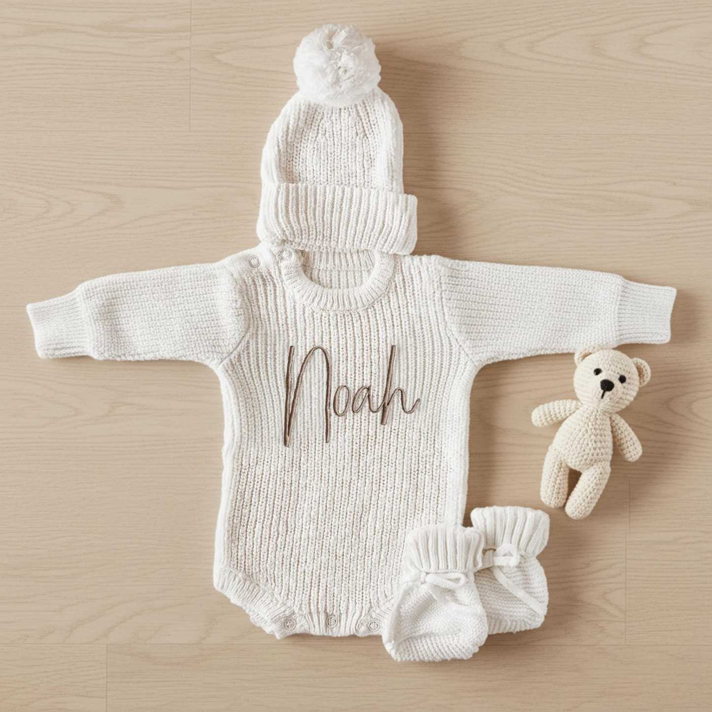 Personalized Embroidered Baby Sweater Outfit Set | CWBaby335