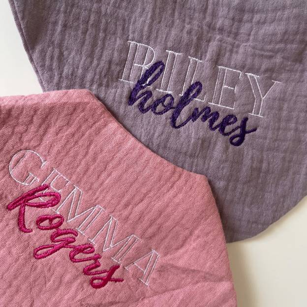 Personalized Embroidered Baby Muslin Bibs | CWBaby83