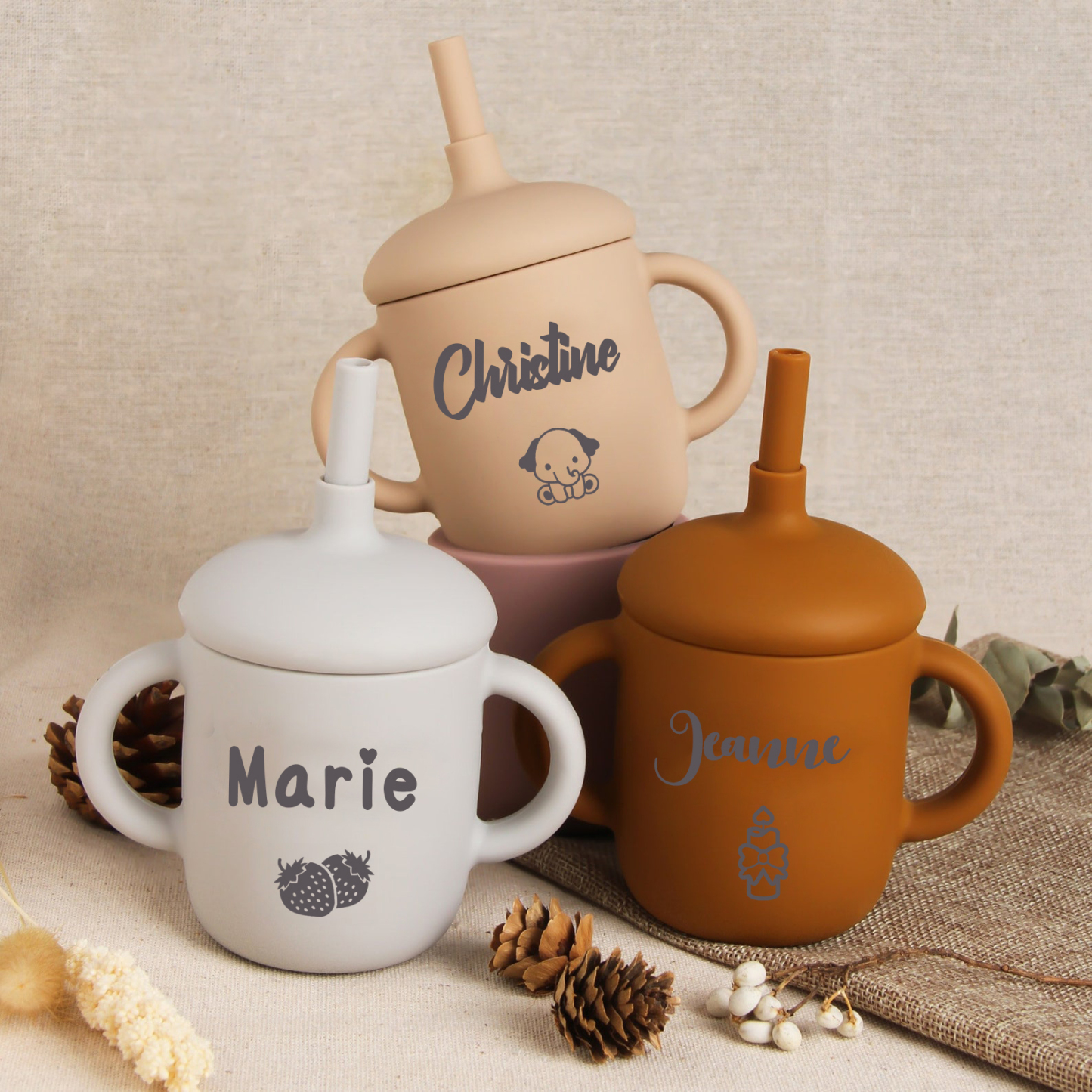 Personalised Baby Food Grade Sippy Silicone Cup  | CWBaby54