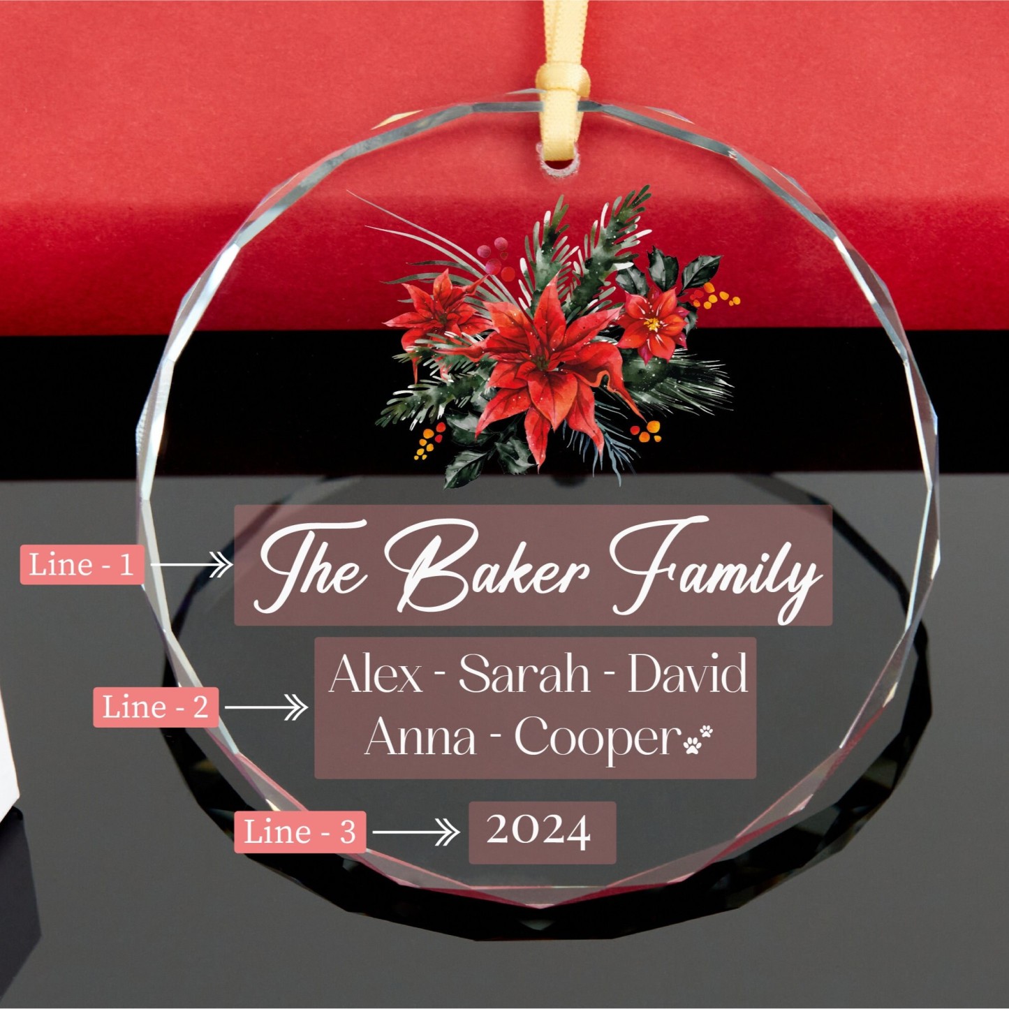 Personalized Glass Family Christmas Ornaments | CWGlass06