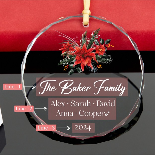 Personalized Glass Family Christmas Ornaments | CWGlass06