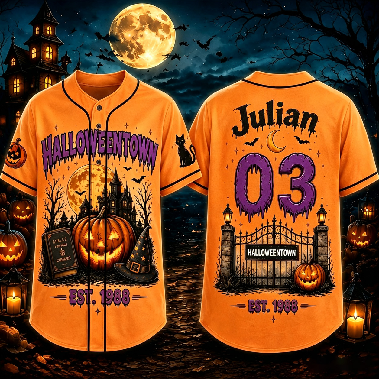 Personalized Halloween Button Up Baseball Jersey For Kid & Adult | CWHalloween98