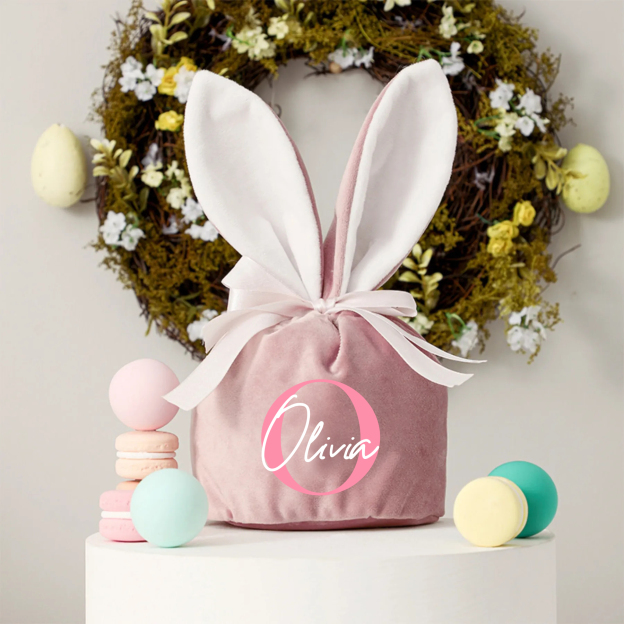 Personalized Name Easter Bunny Velvet Basket | CWEaster20