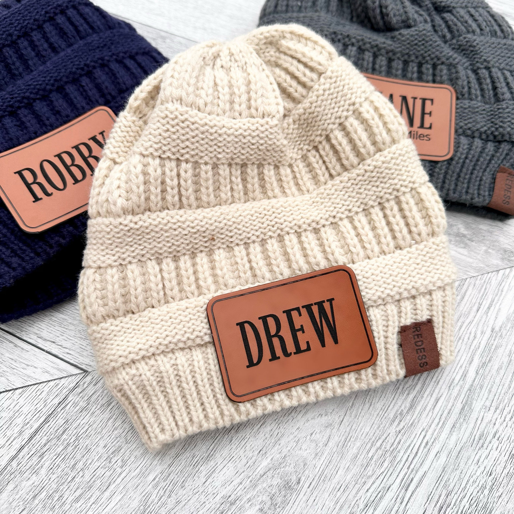 Personalized Leather Patch Kid Beanie for Comfort & Unique | HSKid29