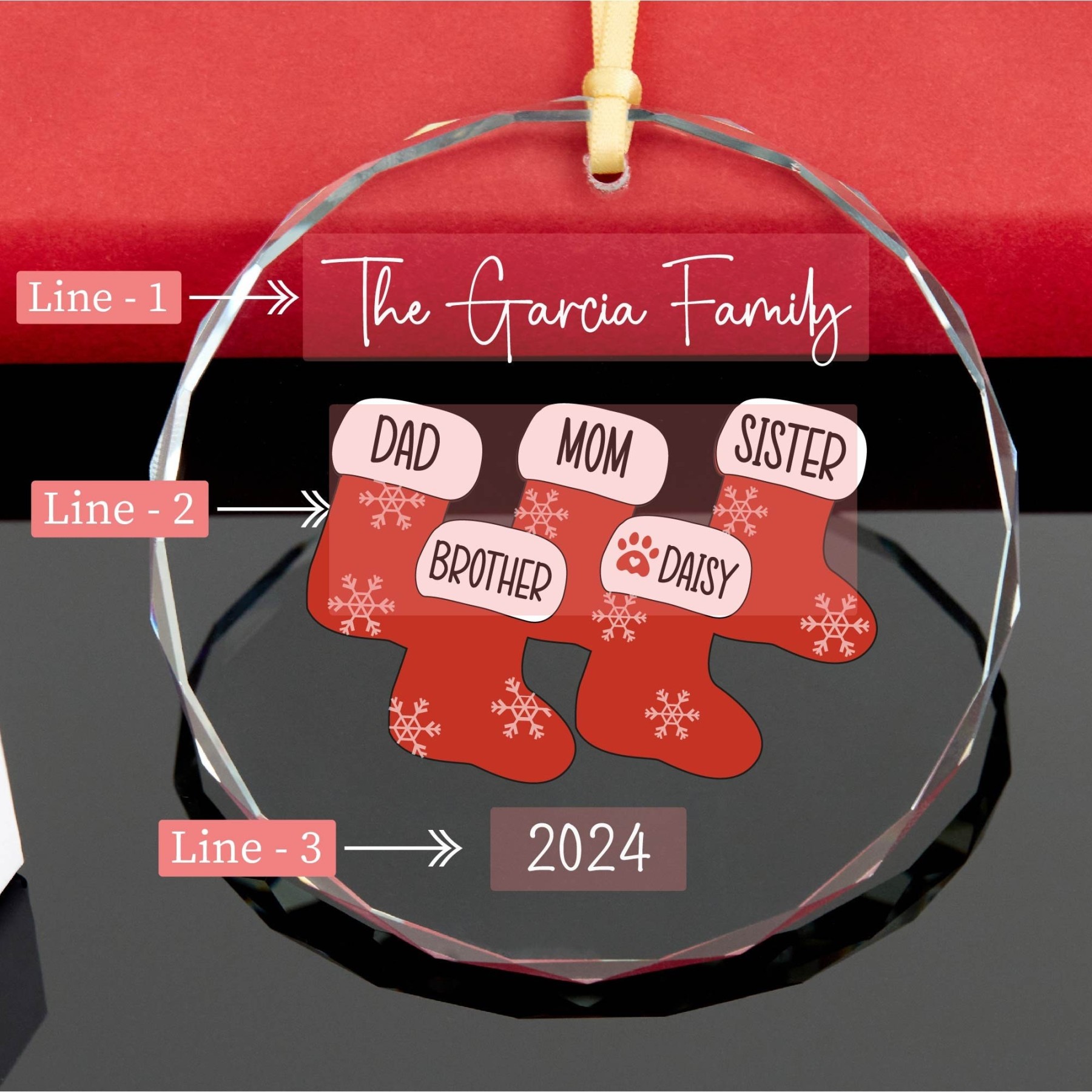 Personalized Glass Family Christmas Ornaments | CWGlass02