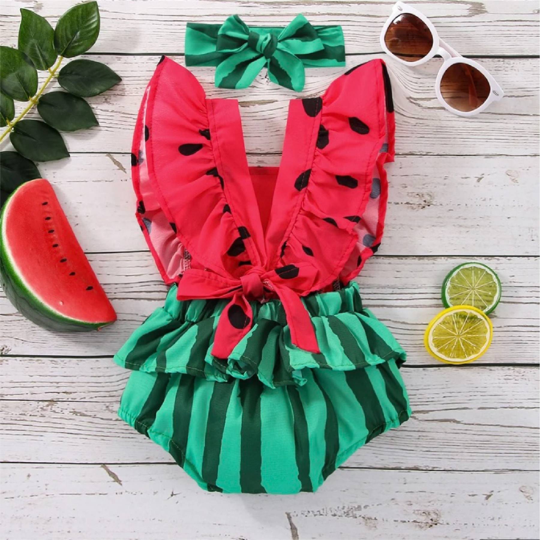 Personalised Baby Girl Watermelon Outfit Set | CWBaby219