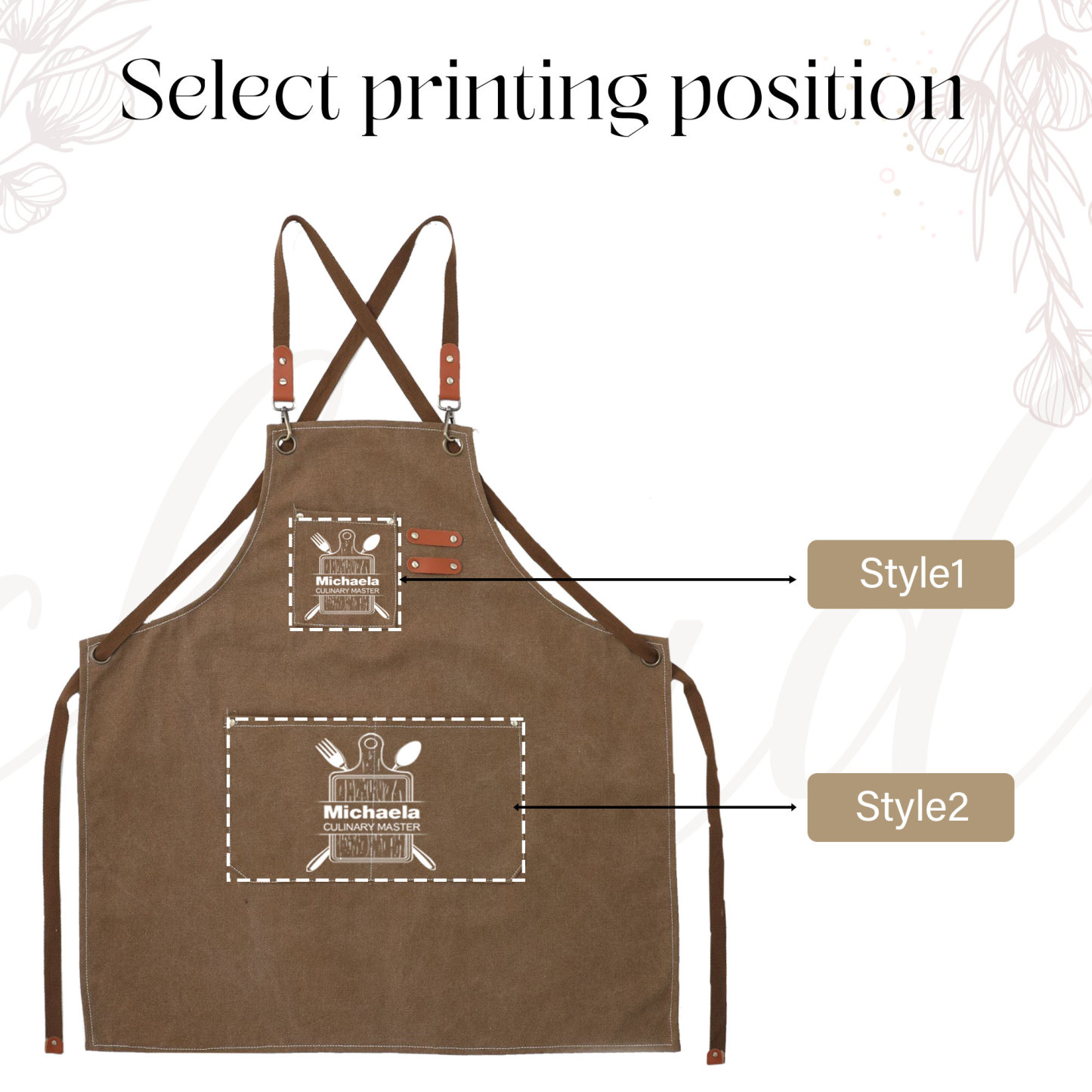 Personalized Name on Canvas Apron with Pockets for Unisex Adult | Apron22