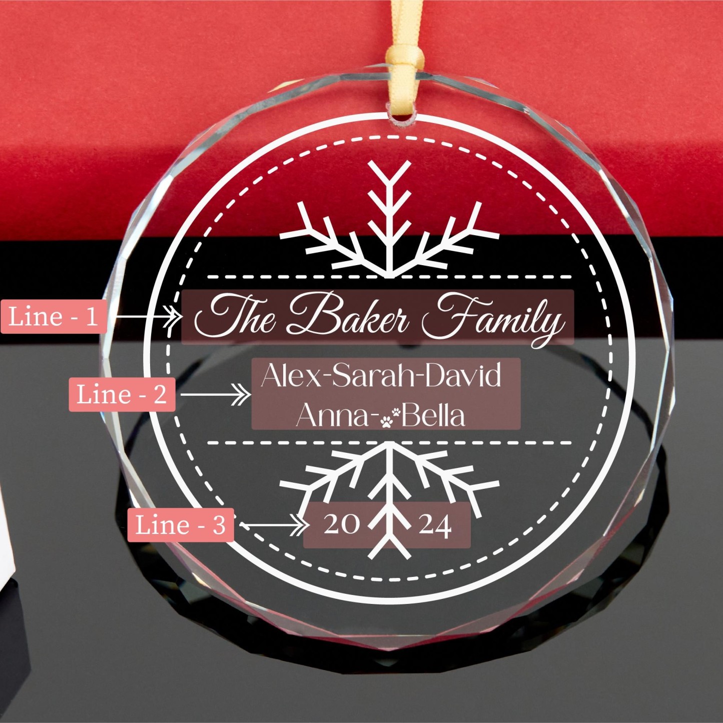 Personalized Glass Family Christmas Ornaments | CWGlass08