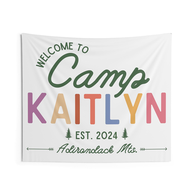 Personalized Camp Bachelorette Banner Tapestry | CWCamp01