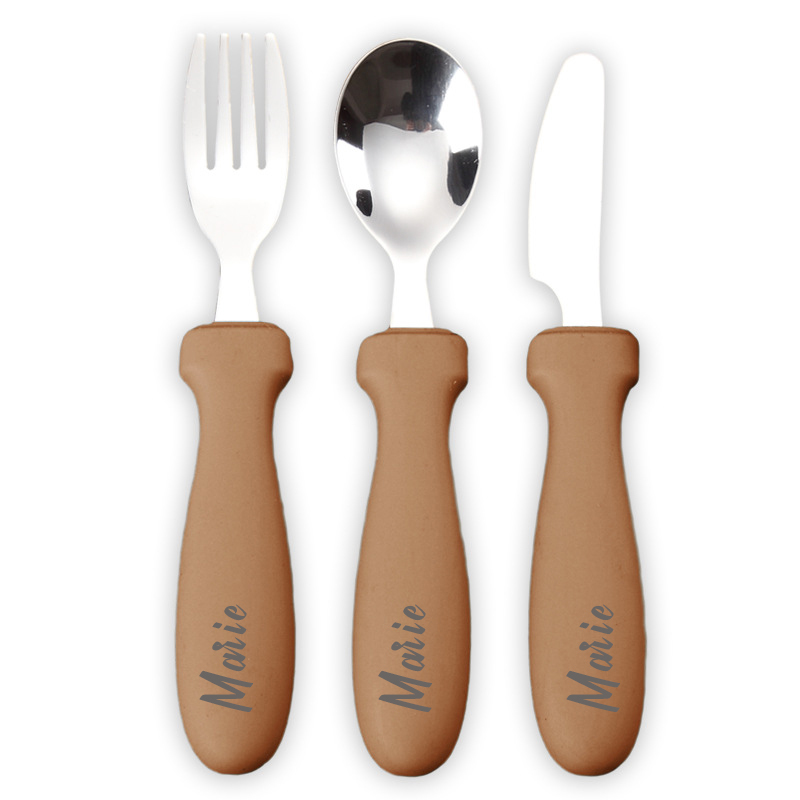 Personalised Kid Silicone Utensil Sets-Fork, Knife, Spoon  | CWBaby70