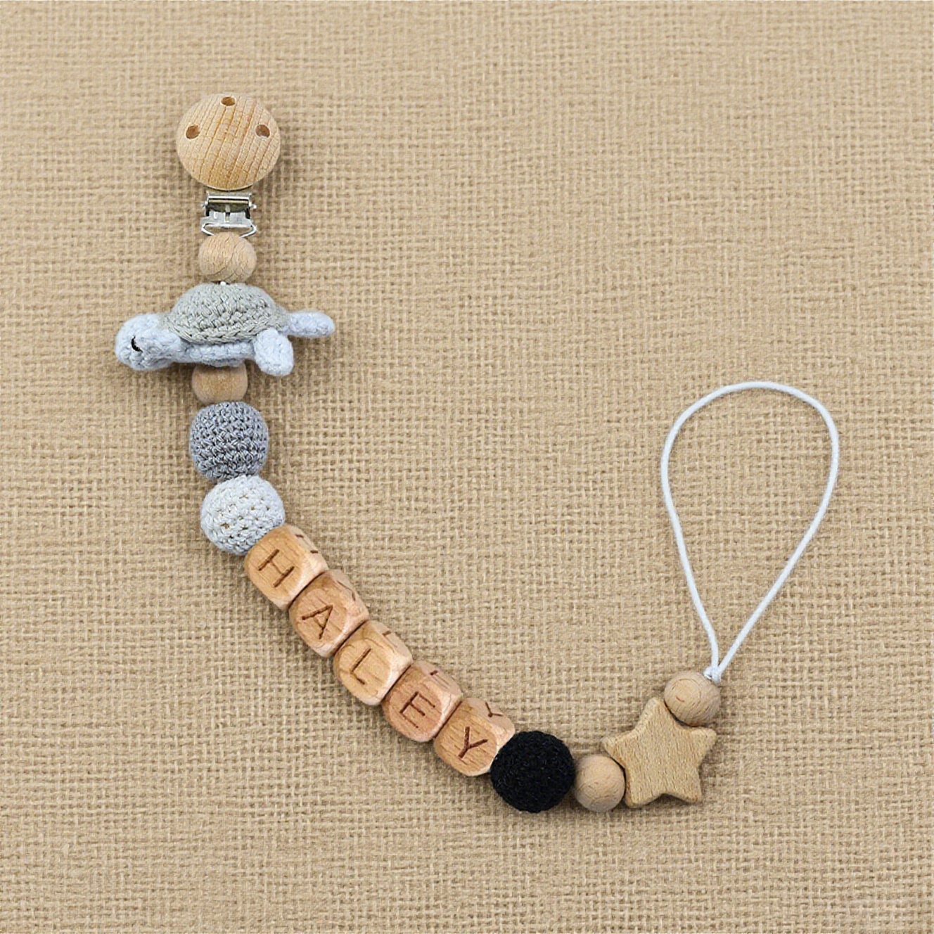 Personalized Baby Pacifier Crocheted Animal Clip | CWToy148