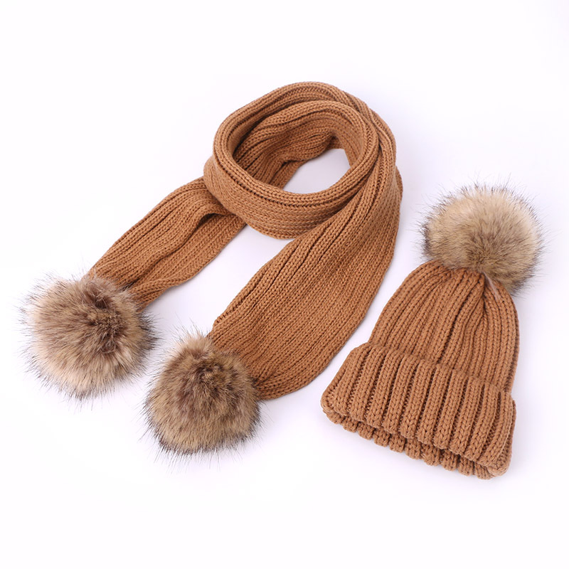 Personalized Embroidery Kid Pom Pom Hat With Scarf | HSKid48