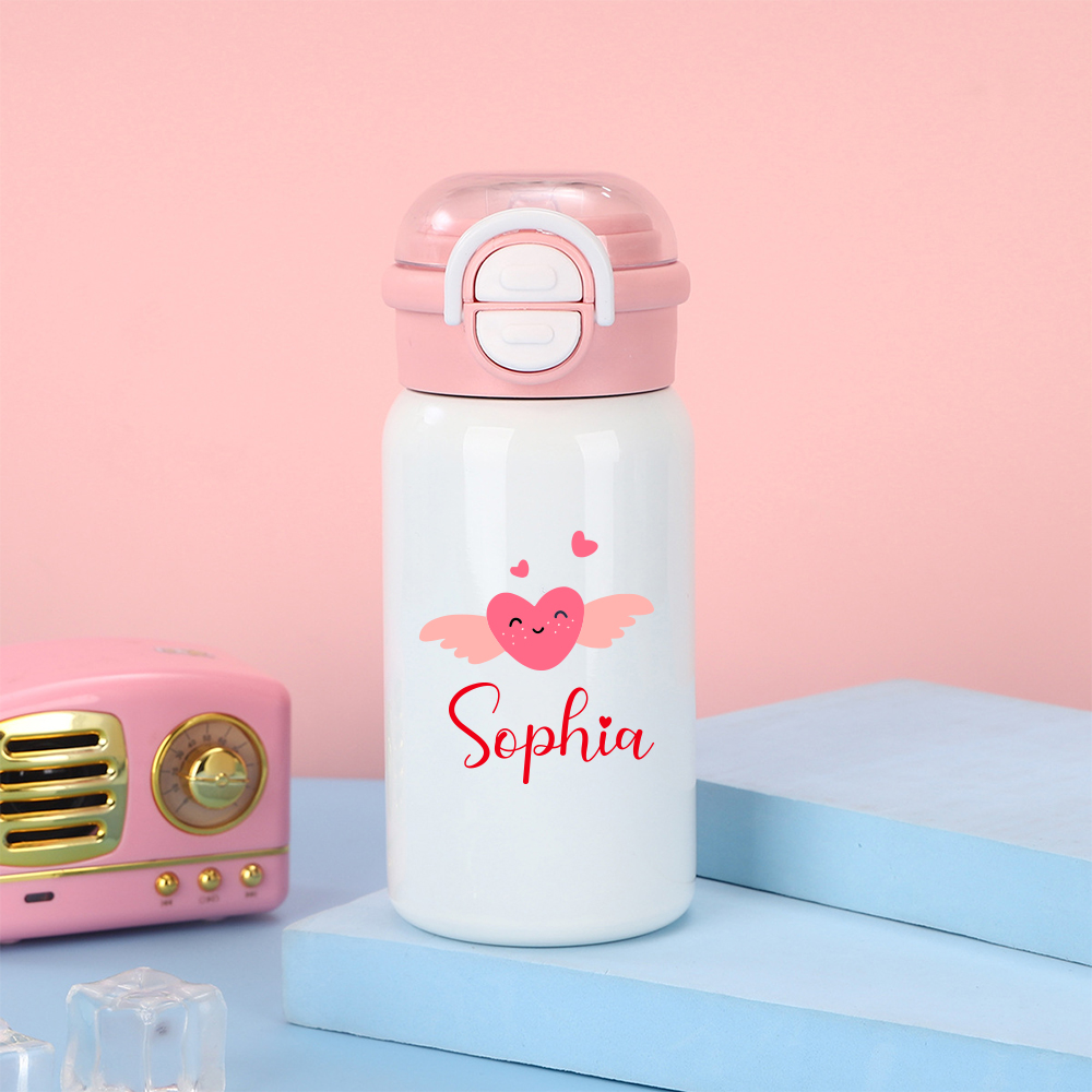 Personalized 17 oz Kids Stainless Steel Water Bottle with Straw | CWBottle02