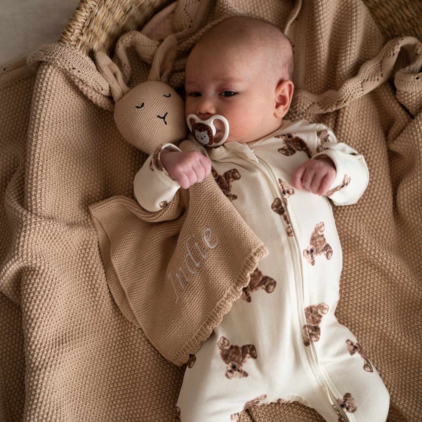 Personalized Baby Bear Cozy Sleepsuit Romper | CWBaby102
