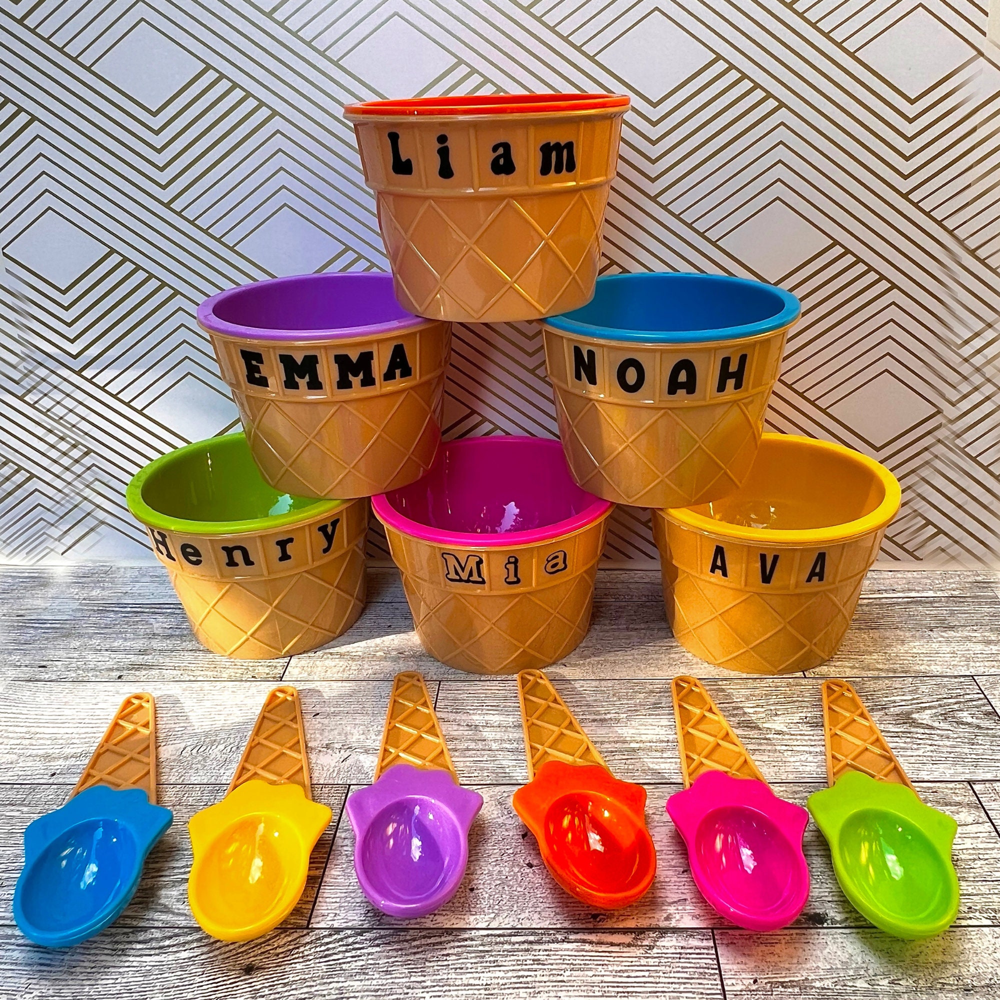 Personalized Kid Toy Reusable Ice Cream Bowl with Spoon | CWToy48