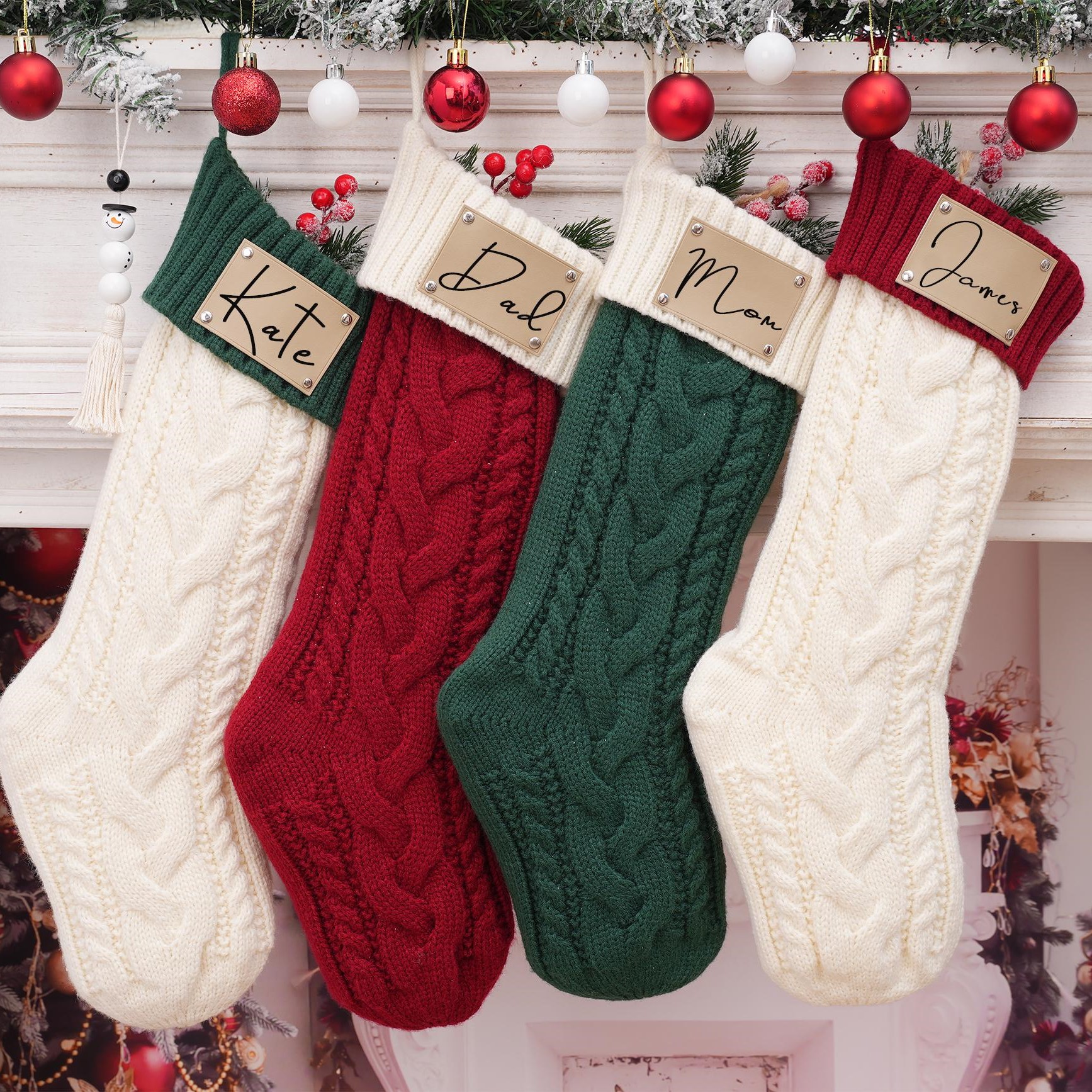 Personalized Leather Patch Christmas Stocking | MCGift25