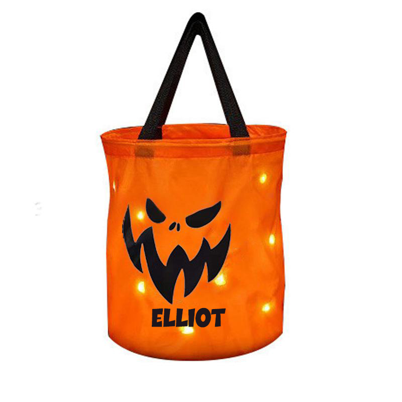 Personalized Halloween LED Light Pumpkin Bucket | CWHalloween10