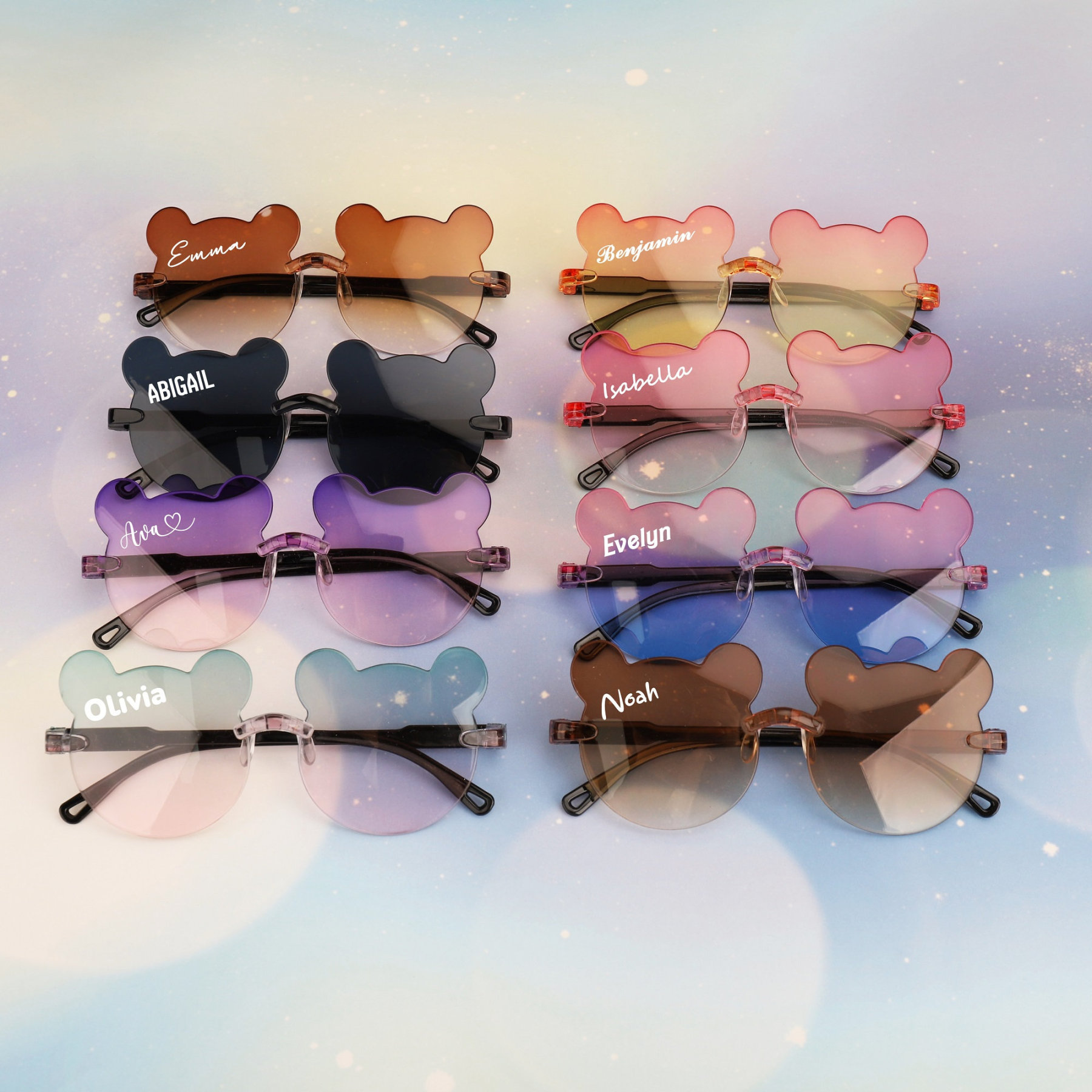 Personalized Bear Outline Rimless Sunglasse For Kids | CWBeach101