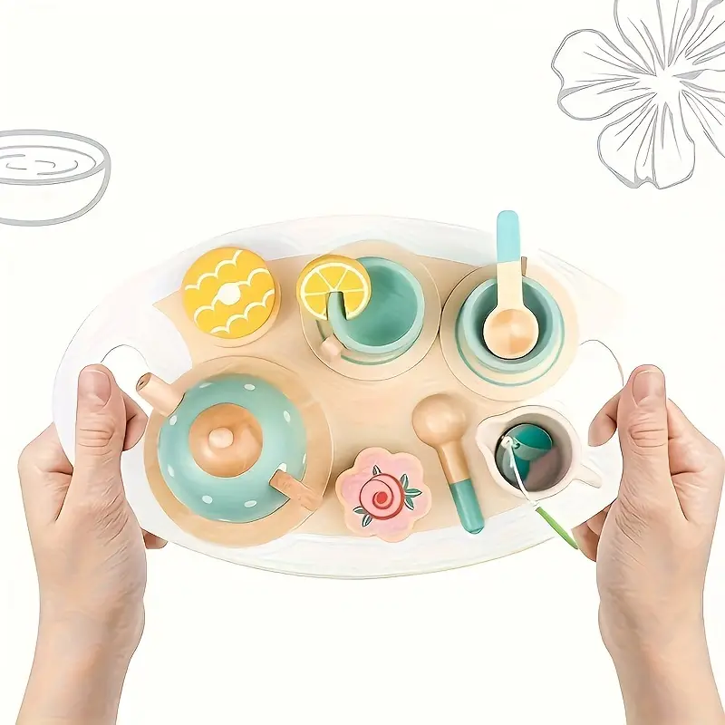 Personalized Kid's Wooden Afternoon Tea Play Set | CWToy49
