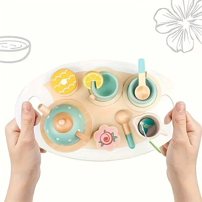 Personalized Kid's Wooden Afternoon Tea Play Set | CWToy49