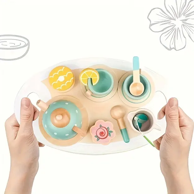 Personalized Kid's Wooden Afternoon Tea Play Set | CWToy49