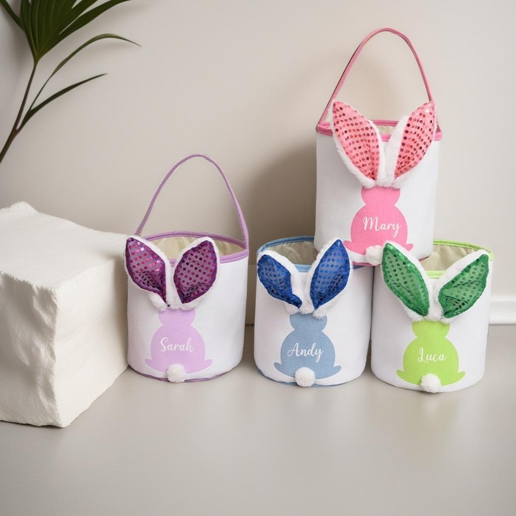 Personalized LED Lighting Bunny Ear Easter Basket | CWEaster80