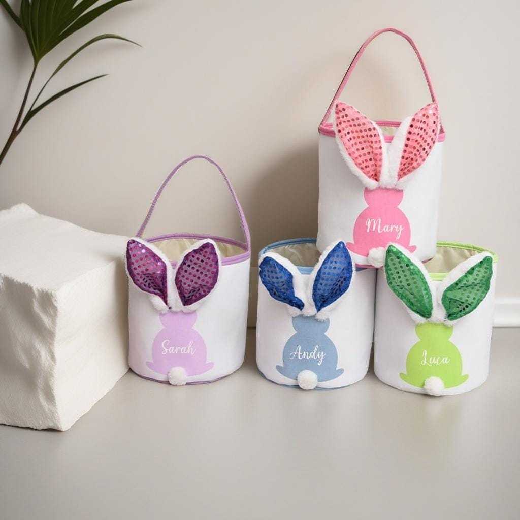 Personalized LED Lighting Bunny Ear Easter Basket | CWEaster80