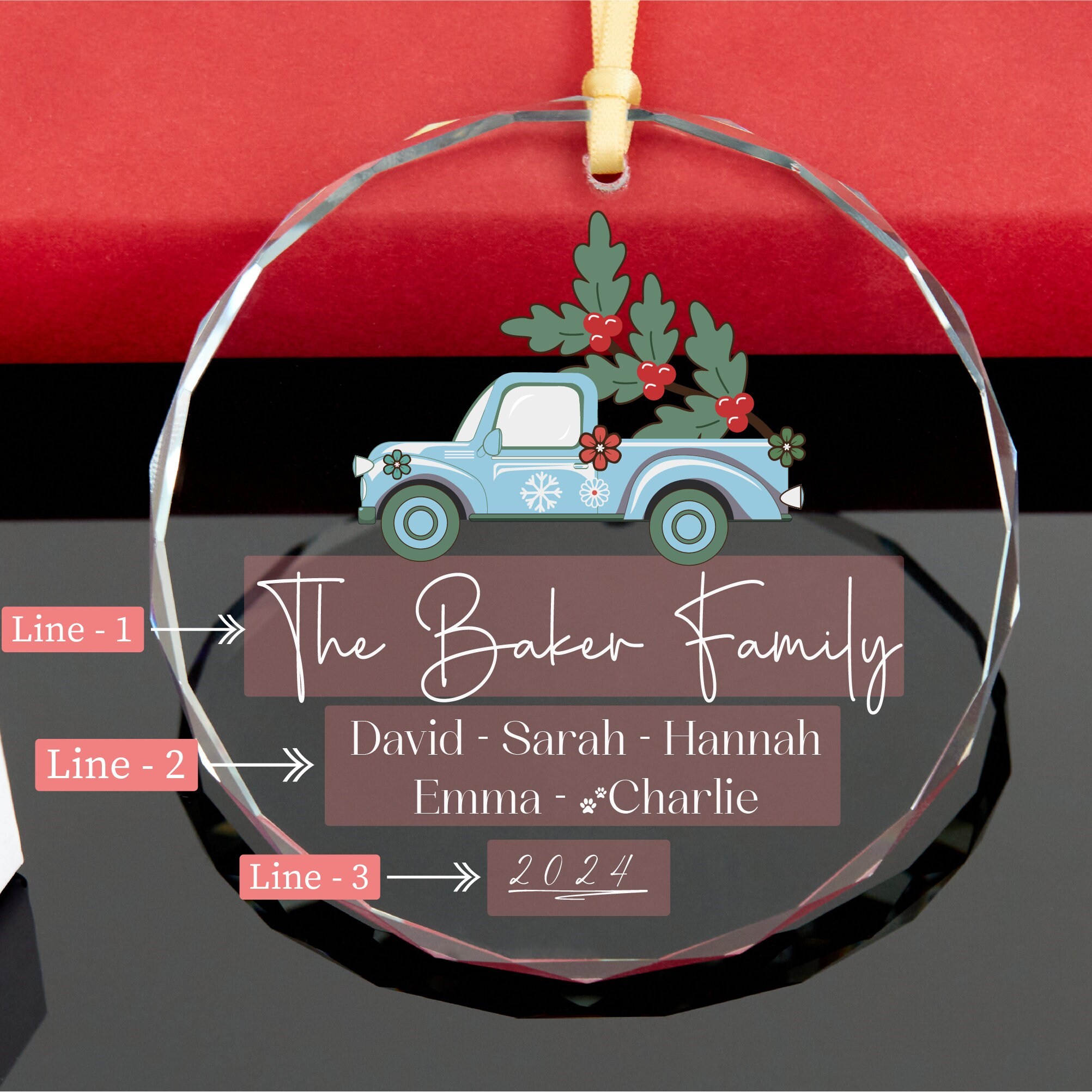Personalized Glass Family Christmas Ornaments | CWGlass03