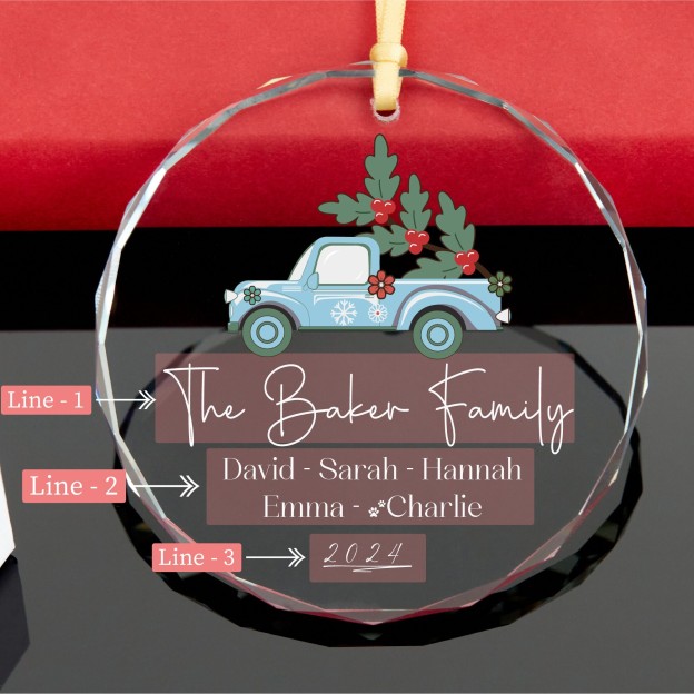 Personalized Glass Family Christmas Ornaments | CWGlass03