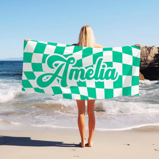 Personalized Lovely Checker Kid Towel for Summer & Beach | CWTowel113