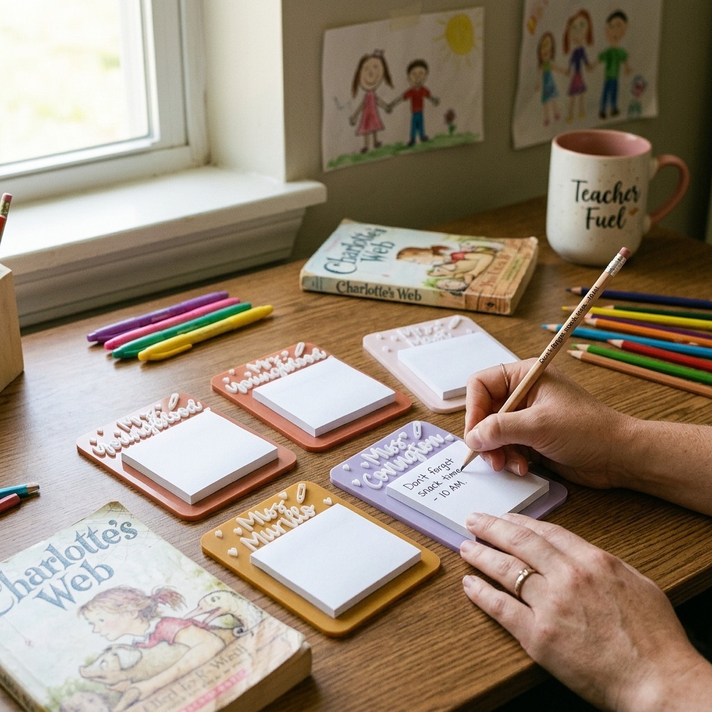 Personalized Teacher Note Holder With Notepad | CWGift62