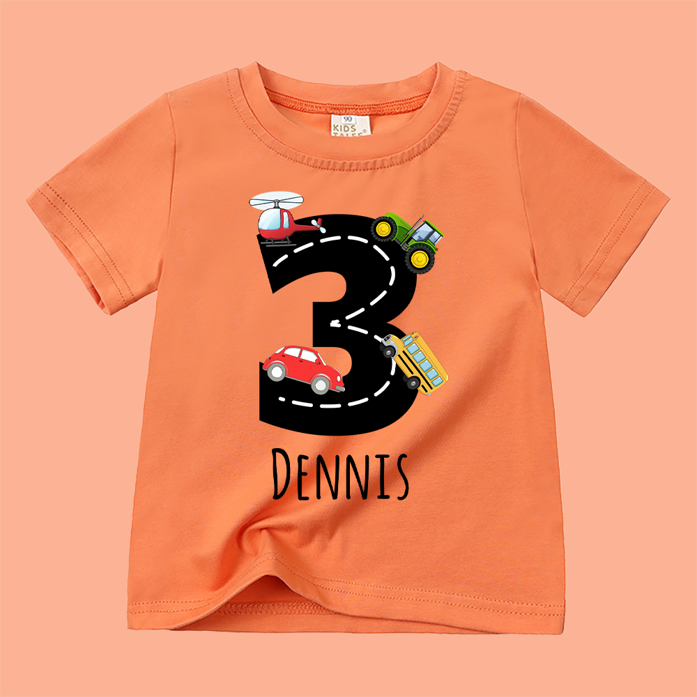 Personalized Kid Transportation Vehicle Party Birthday T-Shirt | inTee14