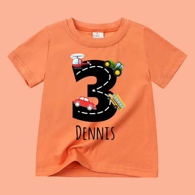 Personalized Kid Transportation Vehicle Party Birthday T-Shirt | inTee14