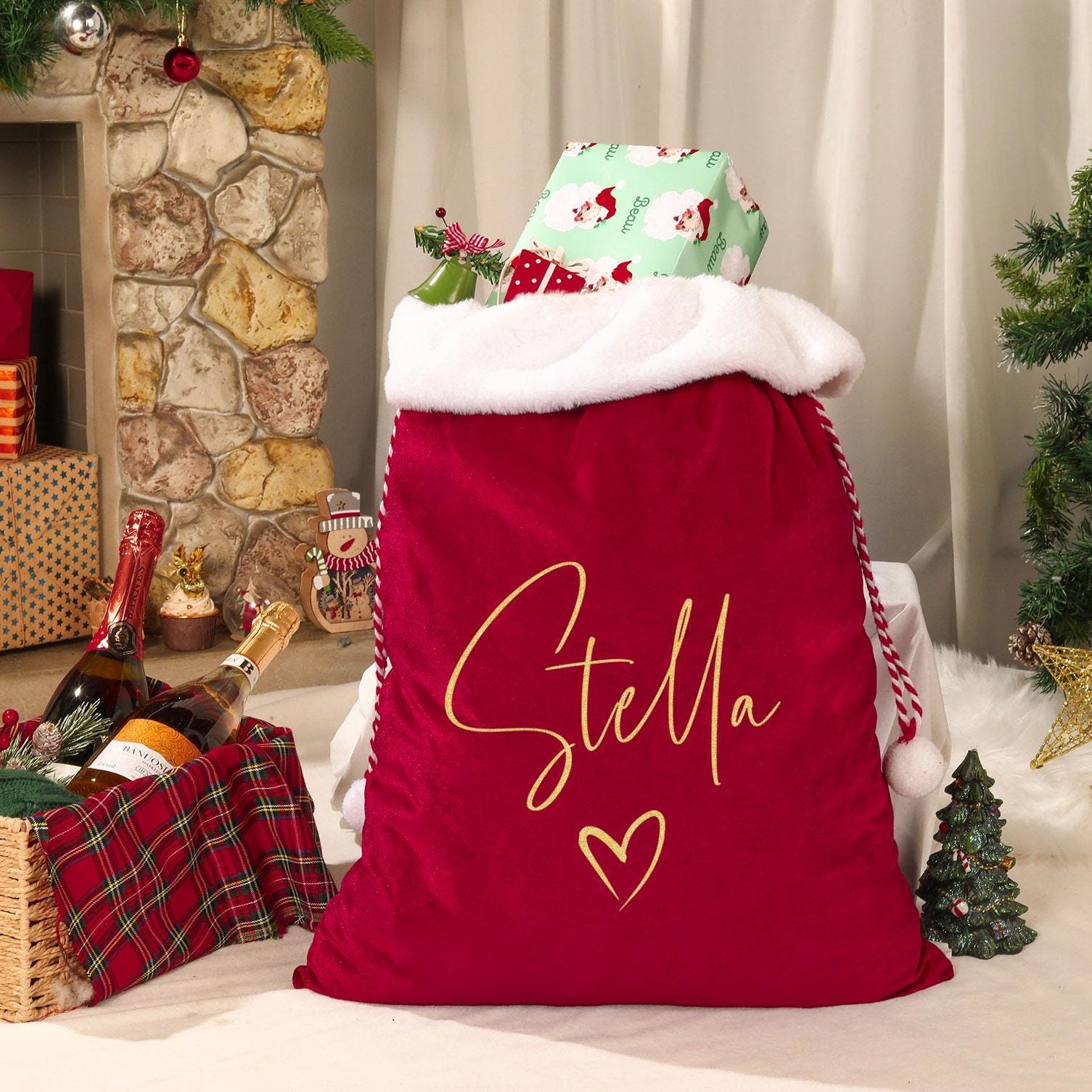 Personalized Christmas Velvet Santa Sack for Gifts | MCGift102