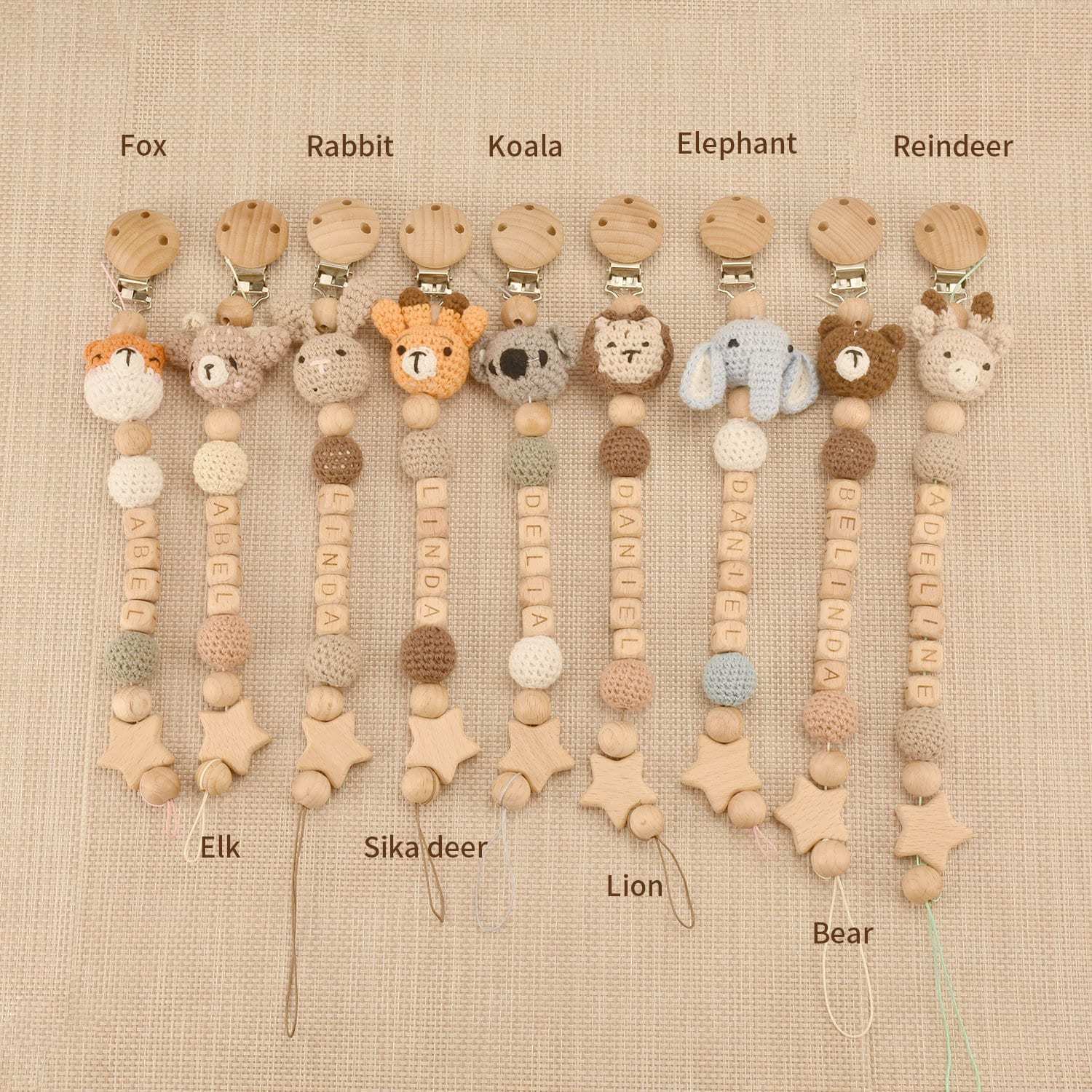 Personalized Baby Pacifier Crocheted Animal Clip | CWToy148