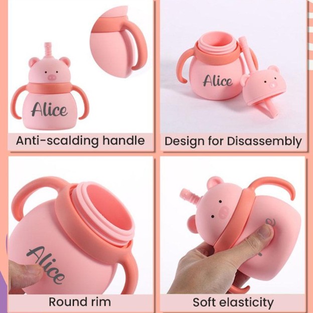 Personalised Baby Food Grade Sippy Silicone Cup  | CWBaby94