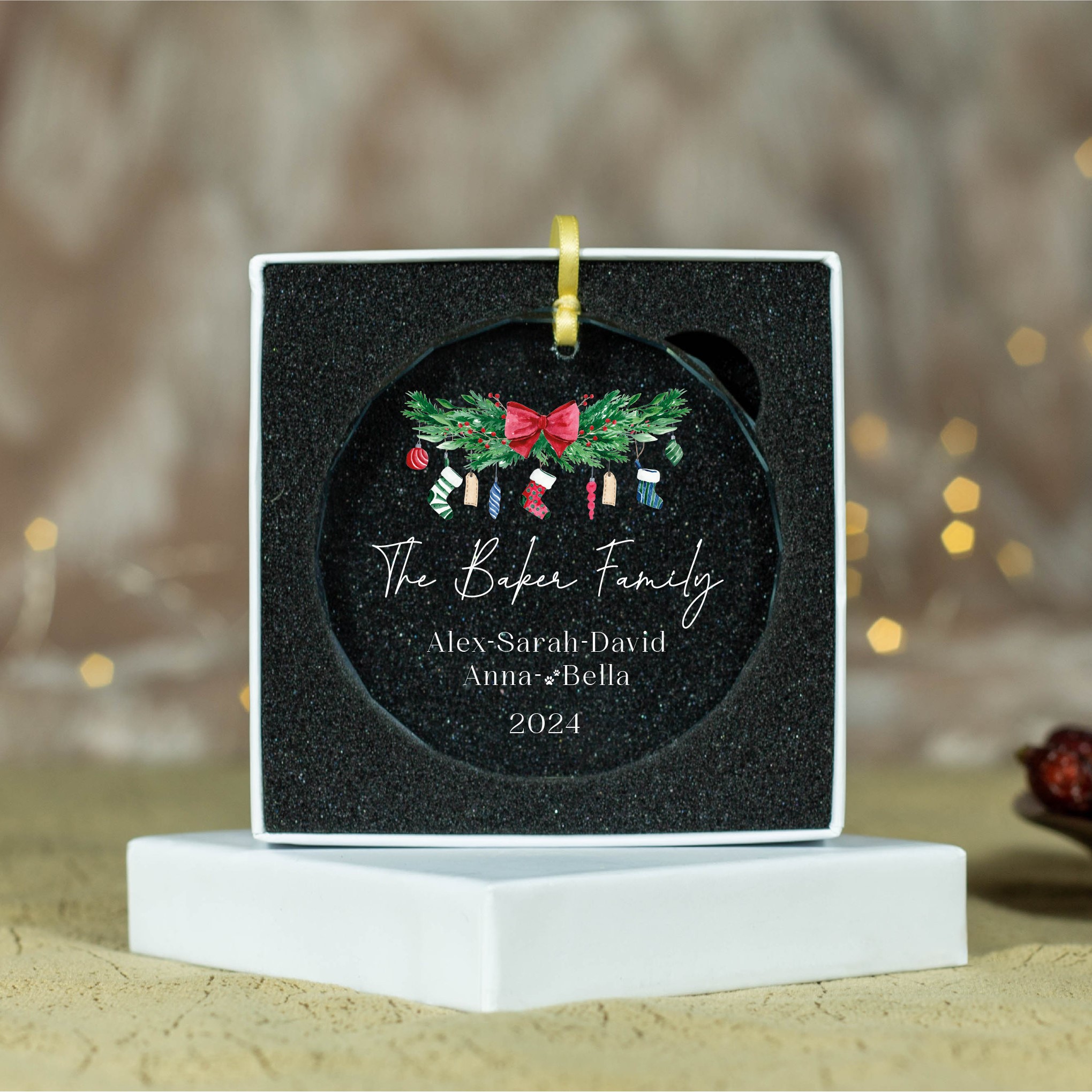 Personalized Glass Family Christmas Ornaments | CWGlass23