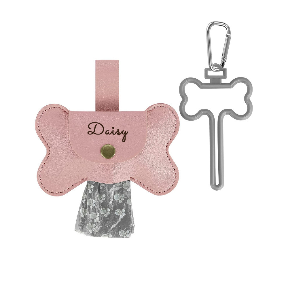 Personalized Cowhide Leather Dog Poop Bag Holder | BKPet190