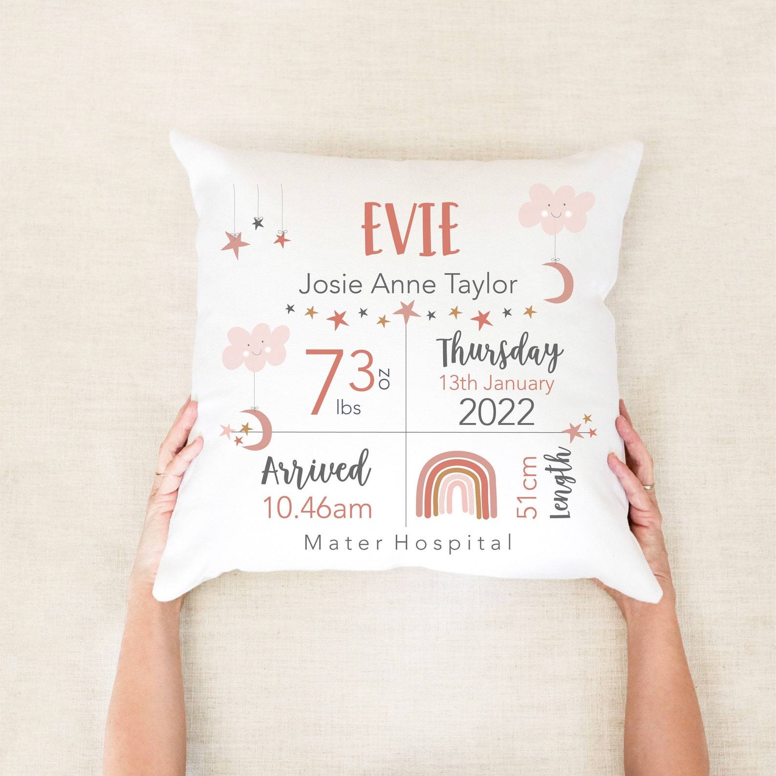 Personalised Lovely Birth Announcement Cushion | CWBaby96