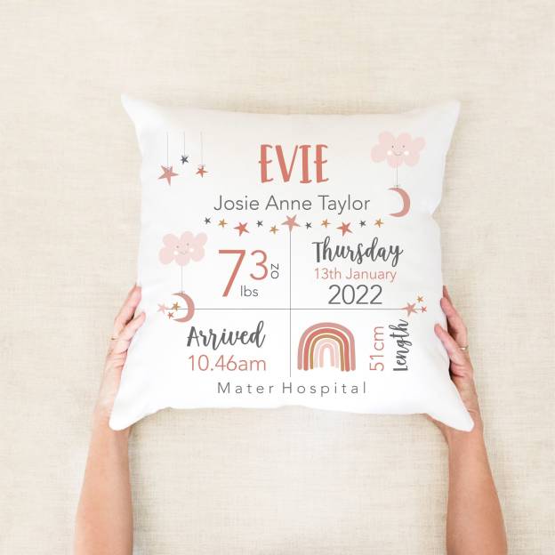 Personalised Lovely Birth Announcement Cushion | CWBaby96