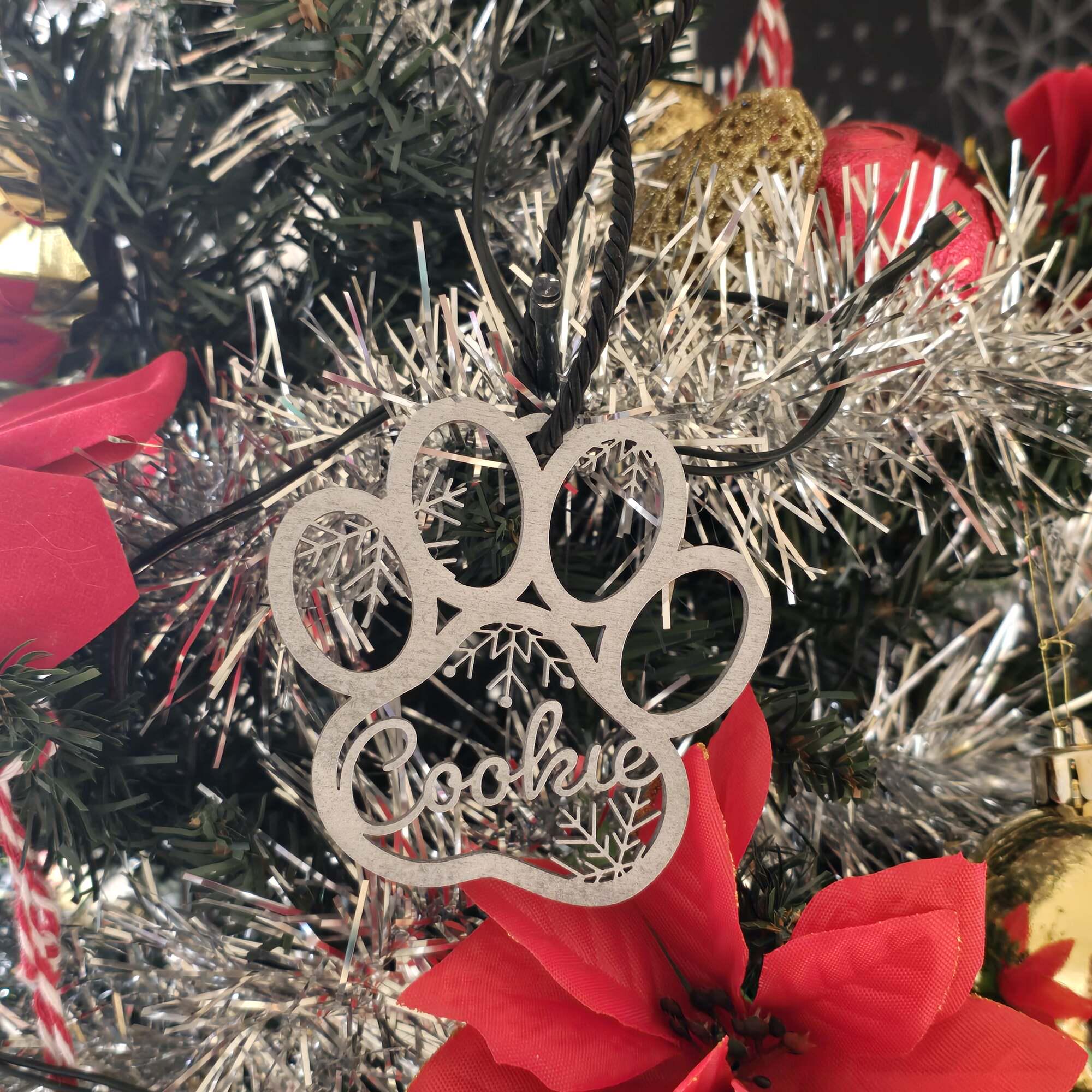 Personalized Paw Pet Print Christmas Ornament | MCGift195